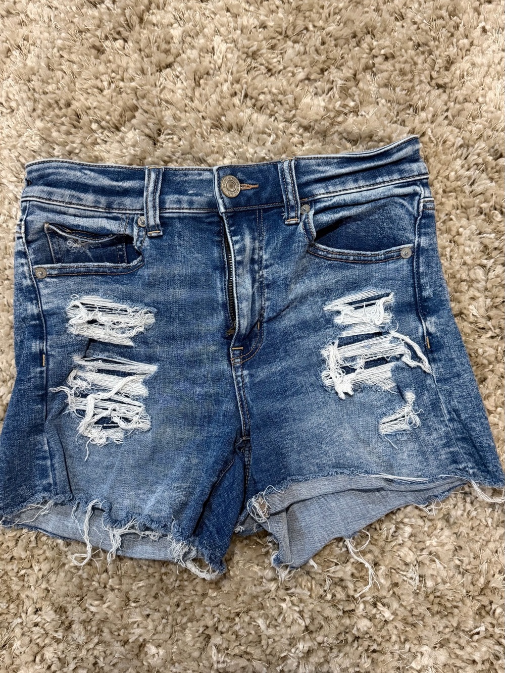 American Eagle Outfitters Distressed Blue Denim Cutoff Shorts